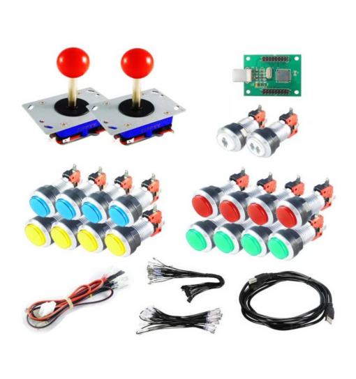 Kit Raspberry-PC 2 joueurs Joysticks Zippyy / boutons lumineux chromes