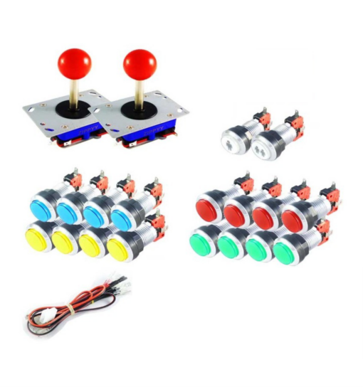 Kit Arcade 2 joueurs Joysticks Zippyy / boutons lumineux chromes