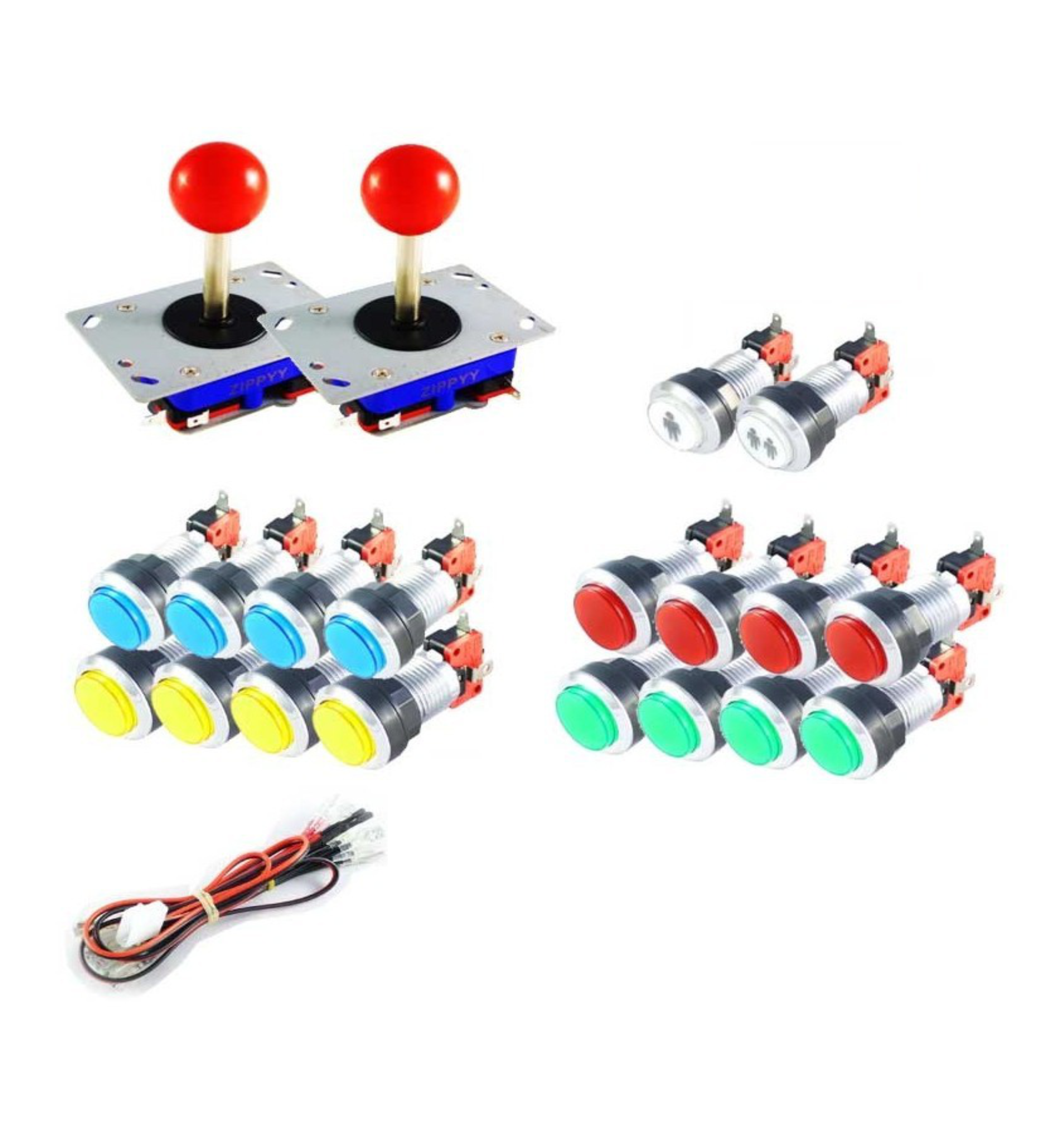 Kit Joysticks Lumineux Arcade 2 Joueurs boutons lumineux  COMPLET 